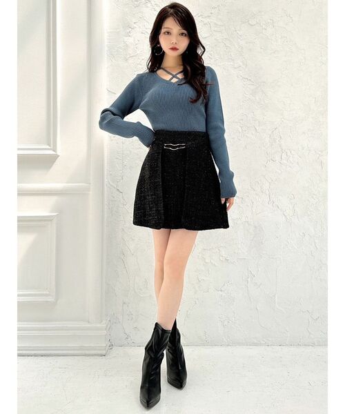 RESEXXY（リゼクシー）の「ツイードミニスカート【セットアップ着用可能】（スカート・レディース・グレー/ブラック/レッド・FREE）」の5枚目の写真