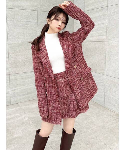 RESEXXY（リゼクシー）の「ツイードミニスカート【セットアップ着用可能】（スカート・レディース・グレー/ブラック/レッド・FREE）」の13枚目の写真