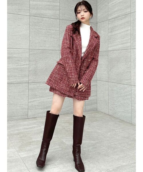 RESEXXY（リゼクシー）の「ツイードミニスカート【セットアップ着用可能】（スカート・レディース・グレー/ブラック/レッド・FREE）」の14枚目の写真