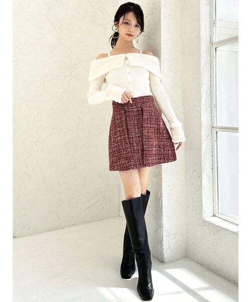 RESEXXY（リゼクシー）の「ツイードミニスカート【セットアップ着用可能】（スカート・レディース・グレー/ブラック/レッド・FREE）」の21枚目の写真