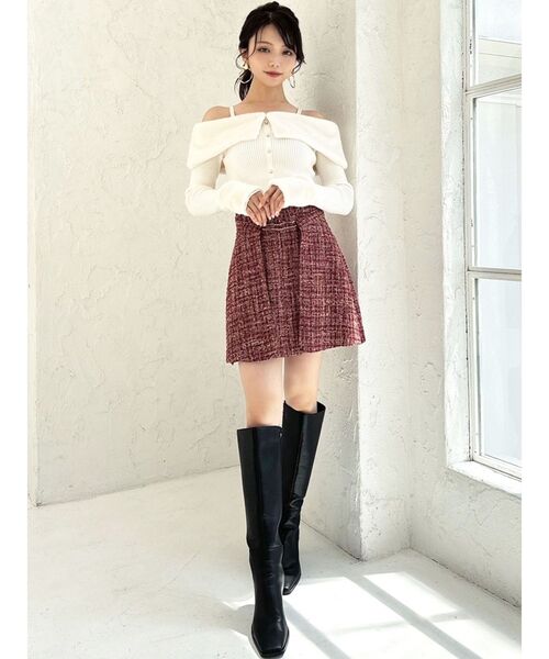 RESEXXY（リゼクシー）の「ツイードミニスカート【セットアップ着用可能】（スカート・レディース・グレー/ブラック/レッド・FREE）」の22枚目の写真