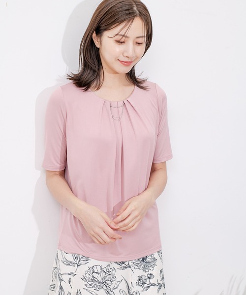 Jayro(ジャイロ)の「クールサテンネックレス付プルオーバー(Tシャツ/カットソー・レディース・ブラック/ホワイト系その他/ピンク/サックスブルー・M)」の15枚目の写真