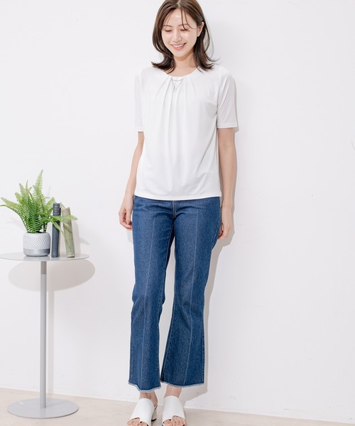 Jayro(ジャイロ)の「クールサテンネックレス付プルオーバー(Tシャツ/カットソー・レディース・ブラック/ホワイト系その他/ピンク/サックスブルー・M)」の8枚目の写真