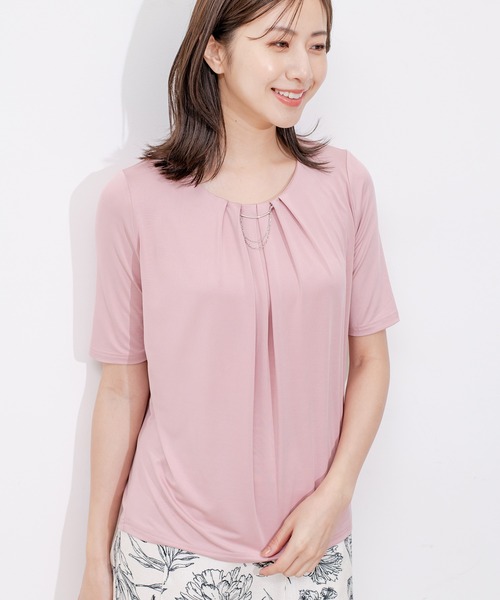 Jayro(ジャイロ)の「クールサテンネックレス付プルオーバー(Tシャツ/カットソー・レディース・ブラック/ホワイト系その他/ピンク/サックスブルー・M)」の16枚目の写真