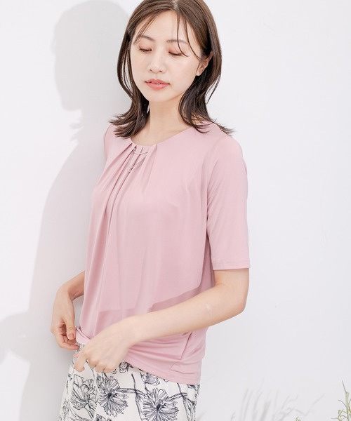 Jayro(ジャイロ)の「クールサテンネックレス付プルオーバー(Tシャツ/カットソー・レディース・ブラック/ホワイト系その他/ピンク/サックスブルー・M)」の17枚目の写真
