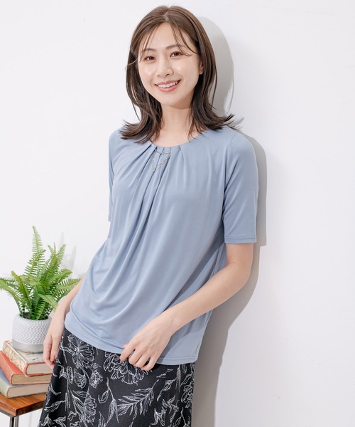Jayro(ジャイロ)の「クールサテンネックレス付プルオーバー(Tシャツ/カットソー・レディース・ブラック/ホワイト系その他/ピンク/サックスブルー・M)」の21枚目の写真