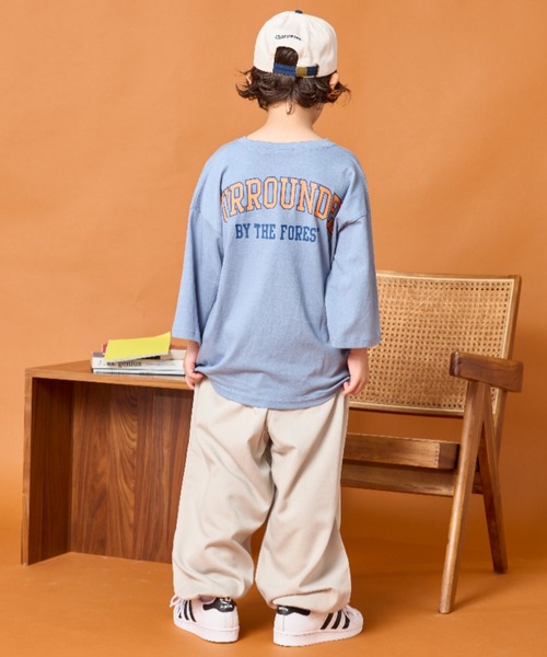 Auntie Rosa Holiday（アンティローザホリデー）の「バックプリントカレッジロゴルーズTEE（Tシャツ/カットソー・キッズ・ネイビー/オフホワイト/ブルー・130/140/150/160）」の10枚目の写真