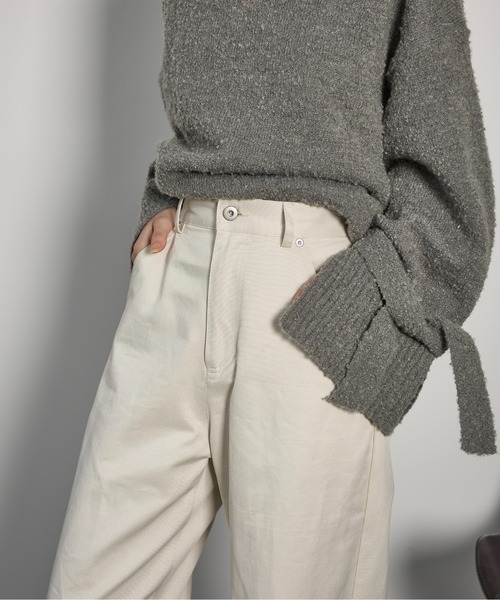 THE YOn（ザヨン）の「アイレットヘムツイルワイドパンツ（チノパンツ・レディース・レディッシュグレー/アイボリー/チャコールグレー・S/M）」の4枚目の写真