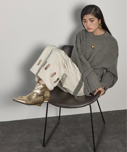 THE YOn（ザヨン）の「アイレットヘムツイルワイドパンツ（チノパンツ・レディース・レディッシュグレー/アイボリー/チャコールグレー・S/M）」の6枚目の写真