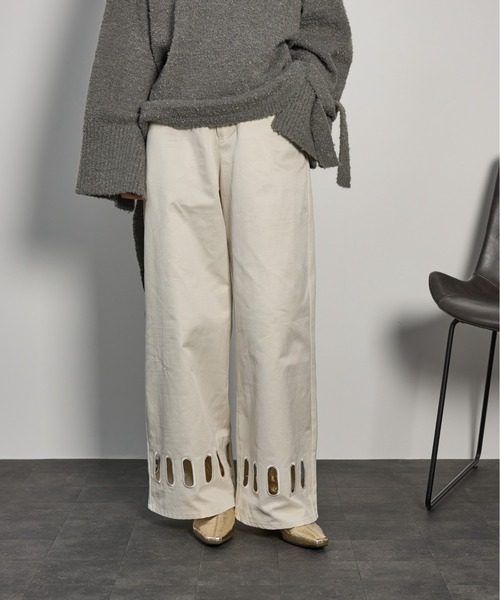 THE YOn（ザヨン）の「アイレットヘムツイルワイドパンツ（チノパンツ・レディース・レディッシュグレー/アイボリー/チャコールグレー・S/M）」の14枚目の写真