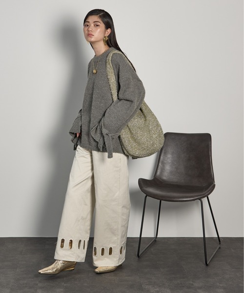 THE YOn（ザヨン）の「アイレットヘムツイルワイドパンツ（チノパンツ・レディース・レディッシュグレー/アイボリー/チャコールグレー・S/M）」の18枚目の写真