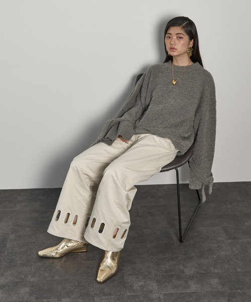 THE YOn（ザヨン）の「アイレットヘムツイルワイドパンツ（チノパンツ・レディース・レディッシュグレー/アイボリー/チャコールグレー・S/M）」の21枚目の写真