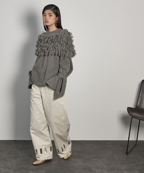 THE YOn（ザヨン）の「アイレットヘムツイルワイドパンツ（チノパンツ・レディース・レディッシュグレー/アイボリー/チャコールグレー・S/M）」の19枚目の写真