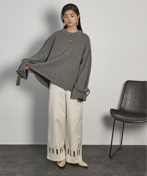 THE YOn（ザヨン）の「アイレットヘムツイルワイドパンツ（チノパンツ・レディース・レディッシュグレー/アイボリー/チャコールグレー・S/M）」の17枚目の写真