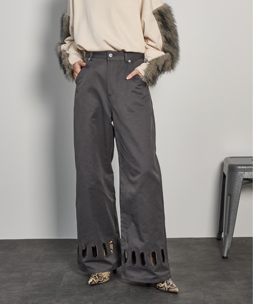 THE YOn（ザヨン）の「アイレットヘムツイルワイドパンツ（チノパンツ・レディース・レディッシュグレー/アイボリー/チャコールグレー・S/M）」の22枚目の写真