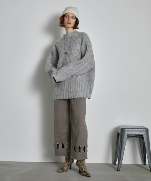 THE YOn（ザヨン）の「アイレットヘムツイルワイドパンツ（チノパンツ・レディース・レディッシュグレー/アイボリー/チャコールグレー・S/M）」の11枚目の写真