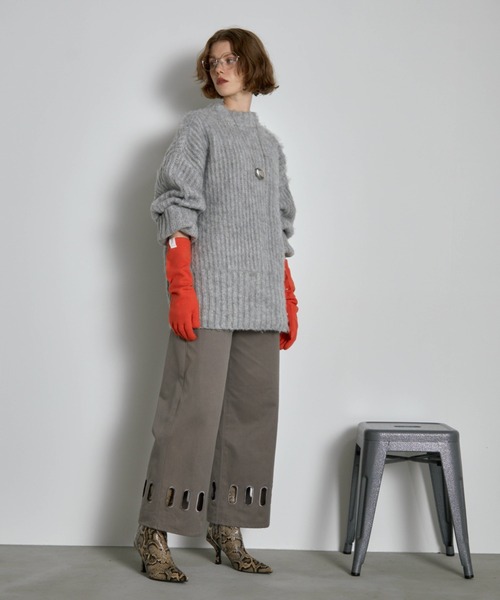 THE YOn（ザヨン）の「アイレットヘムツイルワイドパンツ（チノパンツ・レディース・レディッシュグレー/アイボリー/チャコールグレー・S/M）」の10枚目の写真