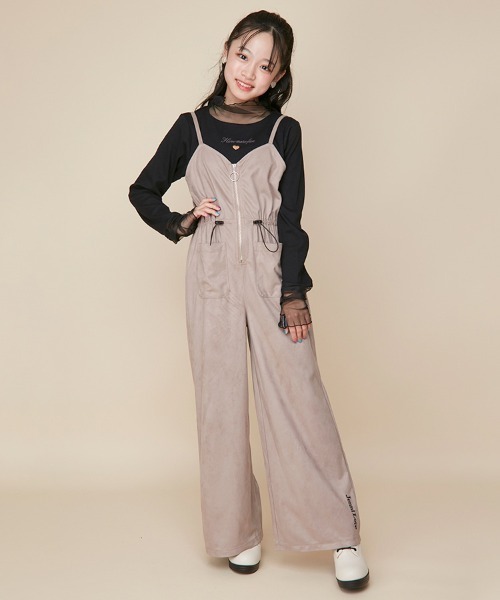 JENNI love（ジェニィラブ）の「フロントZIPロングサロペ（サロペット/オーバーオール・キッズ・ベージュ/カーキ・130cm/140cm/150cm/160cm）」の5枚目の写真