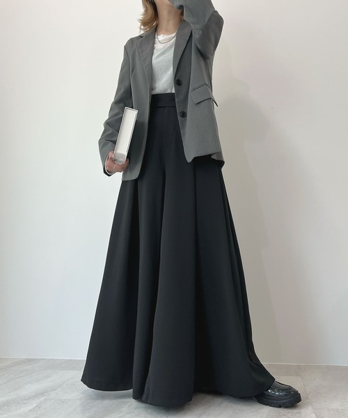 Futier land（フューティアランド）の「ハイウエストベルトワイドスラックス（スラックス・レディース・ライトベージュ/ブラック/グレー・SMALL/MEDIUM/LARGE）」の2枚目の写真