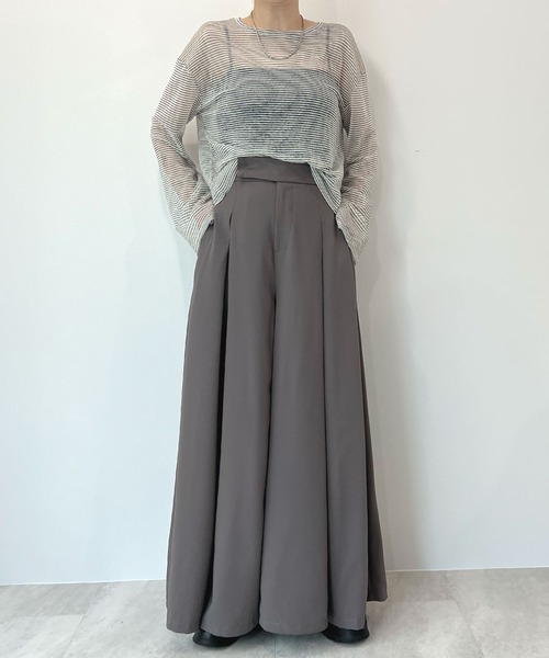 Futier land（フューティアランド）の「ハイウエストベルトワイドスラックス（スラックス・レディース・ライトベージュ/ブラック/グレー・SMALL/MEDIUM/LARGE）」の18枚目の写真