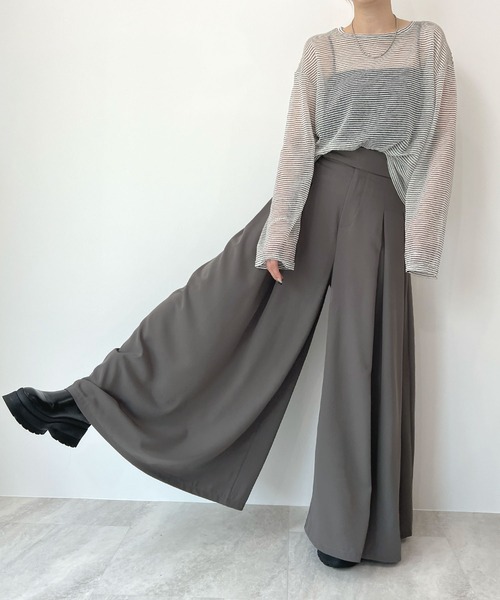 Futier land（フューティアランド）の「ハイウエストベルトワイドスラックス（スラックス・レディース・ライトベージュ/ブラック/グレー・SMALL/MEDIUM/LARGE）」の19枚目の写真