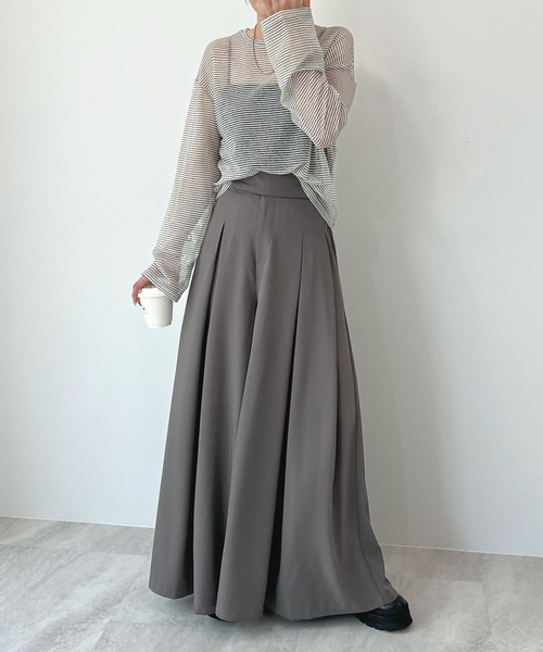 Futier land（フューティアランド）の「ハイウエストベルトワイドスラックス（スラックス・レディース・ライトベージュ/ブラック/グレー・SMALL/MEDIUM/LARGE）」の22枚目の写真