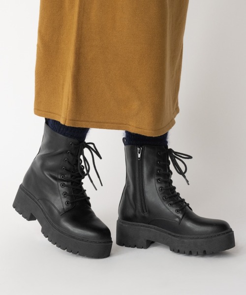 HEAL ME(ヒールミー)の「heal me ヒールミー レディース レースアップボリュームソールブーツ 厚底 224407 ブラック(ブーツ・レディース・ブラック・S/M/L/LL/XL)」の5枚目の写真