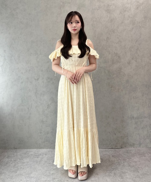 favclo.(ファブクロ)の「off shoulder maxi one piece / オフショルマキシワンピース(ワンピース・レディース・ブラック/アイボリー/ピンク・FREE)」の6枚目の写真