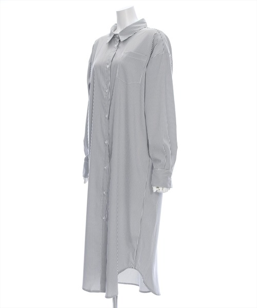 clear（クリア）の「【低身長用サイズ有】ストライプ長袖シャツワンピース [大人 カジュアル 着回し力抜群]≪再入荷≫（ワンピース・レディース・ブルー/ブラック・F/XS）」の11枚目の写真