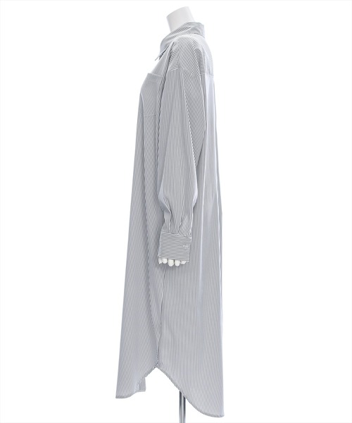 clear（クリア）の「【低身長用サイズ有】ストライプ長袖シャツワンピース [大人 カジュアル 着回し力抜群]≪再入荷≫（ワンピース・レディース・ブルー/ブラック・F/XS）」の12枚目の写真