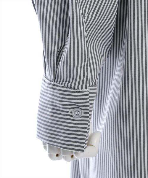 clear（クリア）の「【低身長用サイズ有】ストライプ長袖シャツワンピース [大人 カジュアル 着回し力抜群]≪再入荷≫（ワンピース・レディース・ブルー/ブラック・F/XS）」の5枚目の写真