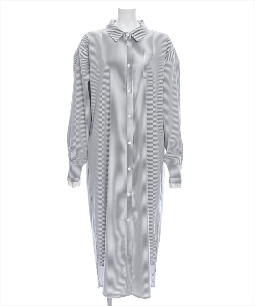clear（クリア）の「【低身長用サイズ有】ストライプ長袖シャツワンピース [大人 カジュアル 着回し力抜群]≪再入荷≫（ワンピース・レディース・ブルー/ブラック・F/XS）」の14枚目の写真