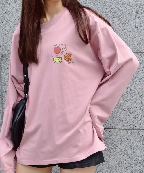 spiritoso（スピリトーゾ）の「【spiritoso】フルーツブリント ロンTEE（Tシャツ/カットソー・レディース・オフホワイト/ピンク系その他・FREE）」の9枚目の写真