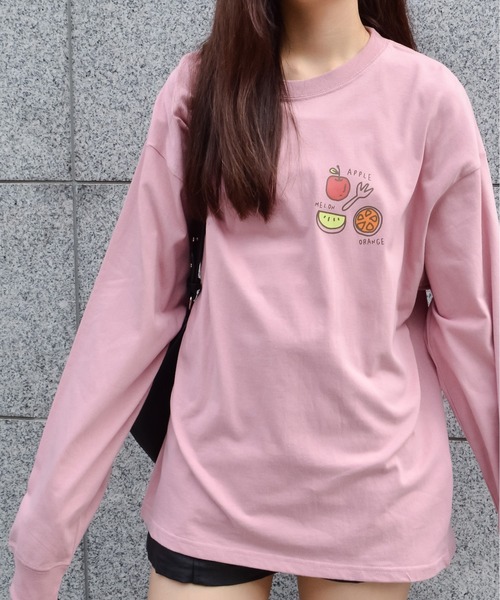 spiritoso（スピリトーゾ）の「【spiritoso】フルーツブリント ロンTEE（Tシャツ/カットソー・レディース・オフホワイト/ピンク系その他・FREE）」の10枚目の写真