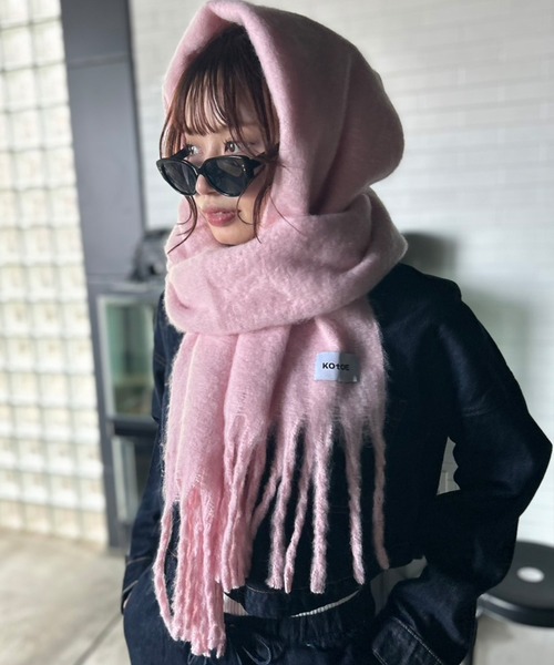 Kotoe(コトエ)の「【UNISEX】 10色展開 カラーボリュームマフラー フリンジ 無地(マフラー・レディース・ライトピンク/カーキ/ライトブルー/ブラック/ブルー/グレー/グリーン/レッド/ライトパープル/ベージュ・FREE)」の9枚目の写真