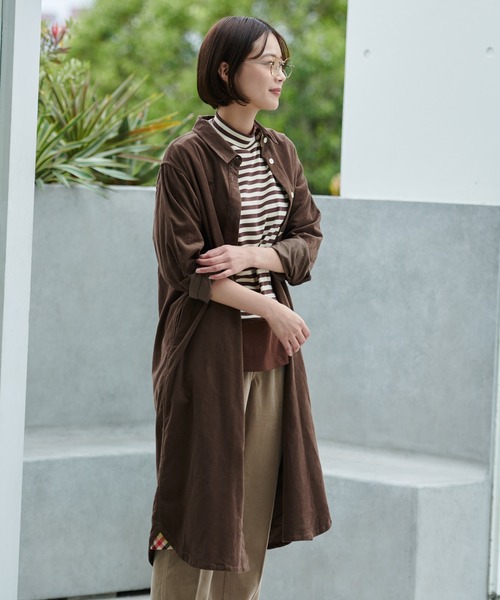 Arnold Palmer（アーノルドパーマー）の「21Wコーデュロイ シャツワンピース（シャツワンピース・レディース・チャコールグレー/ブラウン/ライトベージュ・L/M/S）」の3枚目の写真