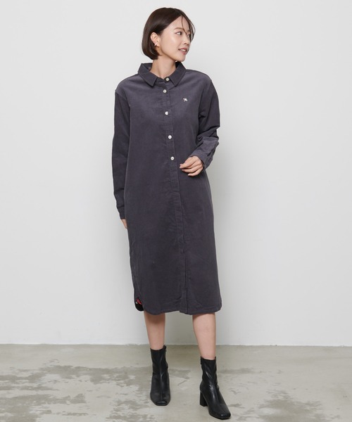 Arnold Palmer（アーノルドパーマー）の「21Wコーデュロイ シャツワンピース（シャツワンピース・レディース・チャコールグレー/ブラウン/ライトベージュ・L/M/S）」の2枚目の写真