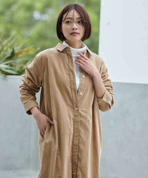 Arnold Palmer（アーノルドパーマー）の「21Wコーデュロイ シャツワンピース（シャツワンピース・レディース・チャコールグレー/ブラウン/ライトベージュ・L/M/S）」の5枚目の写真