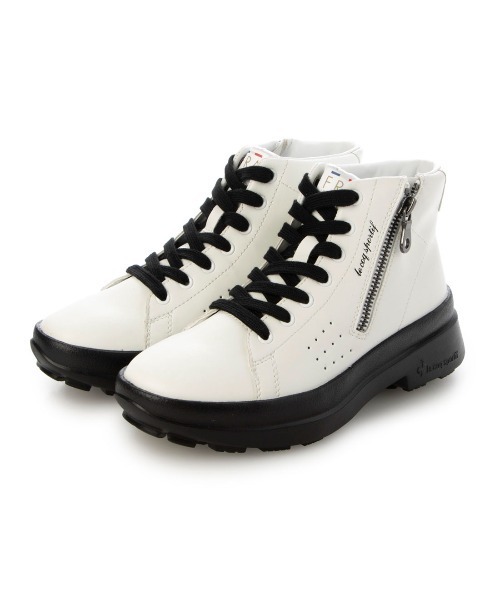 le coq sportif(ルコックスポルティフ)の「【レイン対応】サイドジッパーレースアップブーツ(ラ ローラン RG)(ブーツ・レディース・ブラック/ホワイト系その他2・L/LL/M)」の5枚目の写真
