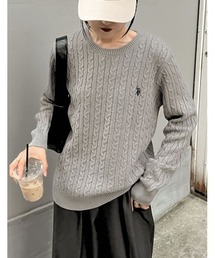 Re:EDIT | [U.S. POLO ASSN.][別注]ワンポイント刺繍ケーブルニットトップス(ニット/セーター)