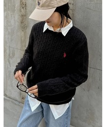 Re:EDIT（リエディ）の「[新色追加][U.S. POLO ASSN.][別注]ワンポイント刺繍ケーブルニットトップス（ニット/セーター）」