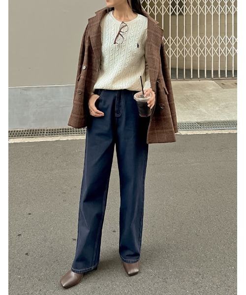 Re:EDIT（リエディ）の「[新色追加][U.S. POLO ASSN.][別注]ワンポイント刺繍ケーブルニットトップス（ニット/セーター・レディース・ブルー/グレー/ホワイト/ブラック/ベージュ/オレンジ・LARGE/MEDIUM）」の20枚目の写真
