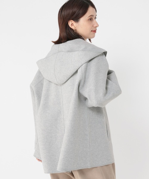 studio CLIP（スタディオクリップ）の「ニードルパンチフーディコート[プチ・プラスサイズあり]（ノーカラーコート・レディース・ライトグレー/ライトブルー/ベージュ・FREE/PF/ﾌﾘｰ(L)）」の21枚目の写真