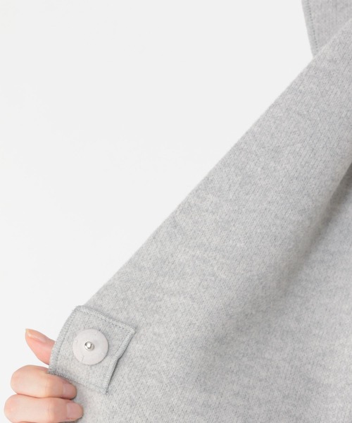 studio CLIP（スタディオクリップ）の「ニードルパンチフーディコート[プチ・プラスサイズあり]（ノーカラーコート・レディース・ライトグレー/ライトブルー/ベージュ・FREE/PF/ﾌﾘｰ(L)）」の4枚目の写真