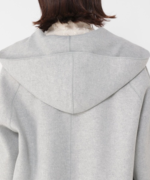 studio CLIP（スタディオクリップ）の「ニードルパンチフーディコート[プチ・プラスサイズあり]（ノーカラーコート・レディース・ライトグレー/ライトブルー/ベージュ・FREE/PF/ﾌﾘｰ(L)）」の5枚目の写真