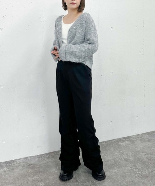 archives（アルシーヴ）の「カップ付クロップドテレコＴＯＰＳ（Tシャツ/カットソー・レディース・オフホワイト/グレー/ブラック・MEDIUM）」の12枚目の写真