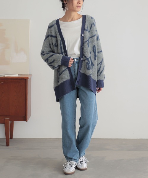 n'OrLABEL(ノアールレーベル)の「Vネックフェザーヤーンカーディガン(カーディガン/ボレロ・レディース・ブルー/ブラウン・FREE)」の7枚目の写真