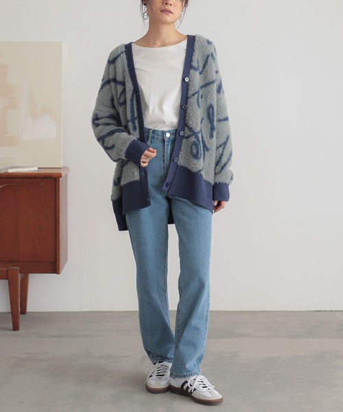 n'OrLABEL(ノアールレーベル)の「Vネックフェザーヤーンカーディガン(カーディガン/ボレロ・レディース・ブルー/ブラウン・FREE)」の8枚目の写真