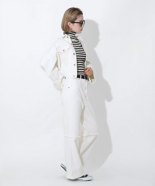 Gready Brilliant（グレディブリリアン）の「デニムフリンジGジャン（デニムジャケット・レディース・ブラック/キナリ・FREE）」の4枚目の写真