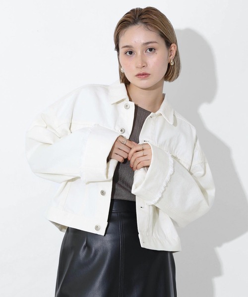 Gready Brilliant（グレディブリリアン）の「デニムフリンジGジャン（デニムジャケット・レディース・ブラック/キナリ・FREE）」の12枚目の写真